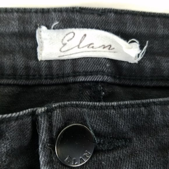 Elan Jeans Womens Size Medium Mid Rise Skinny Ankle Distressed Black Denim - Picture 8 of 15